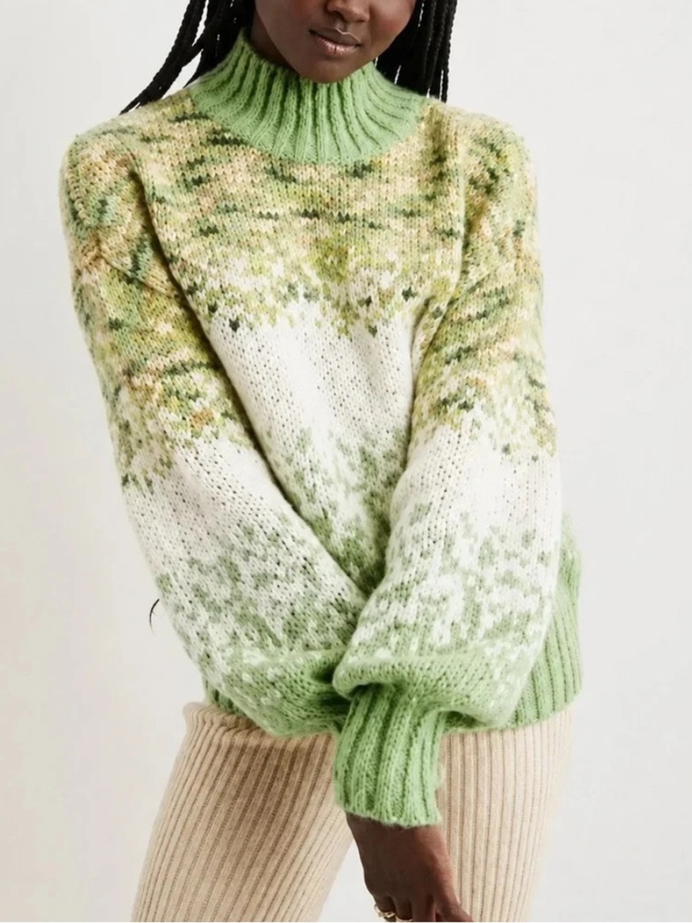 aerie fair isle mock neck sweater